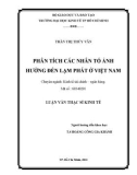 Luận văn Thạc sĩ Kinh tế: Phân tích các nhân tố ảnh hưởng đến lạm phát tại Việt Nam