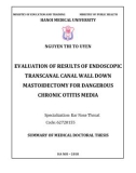 Summary of medical doctoral thesis: Evaluation of results of endoscopic transcanal canal wall down mastoidectomy for dangerous chronic otitis media