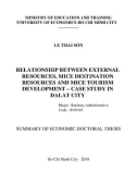 Summary of Economic Doctoral thesis: Relationship between external resources, MICE destination resources and MICE tourism development – Case study in Dalat city