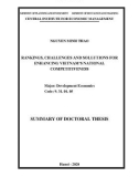 Summary of Doctoral thesis: Rankings, challenges and sollutions for enhancing Vietnam's national competitiveness