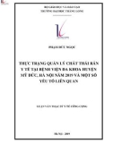 Tóm tắt luận văn Thạc sĩ Y tế công cộng: Thực trạng quản lý chất thải rắn y tế tại bệnh viện đa khoa huyện Mỹ Đức, Hà Nội năm 2019 và một số yếu tố liên quan