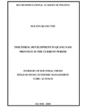 Summary of Doctoral Thesis Economic management: Industrial development in quang nam province in the current period