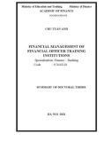 Summary of Doctoral thesis Finance – Banking: Financial management of financial officer training institutions