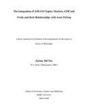 Doctoral thesis of Philosophy: Integration of ASEAN5 equity markets, GDP and trade and their relationships with asset pricing