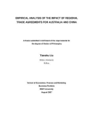 Doctoral thesis of Philosophy: Empirical analysis of the impact of regional trade agreements for Australia and China