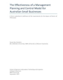 Doctoral thesis of Philosophy: The effectiveness of a management planning and control model for Australian small businesses