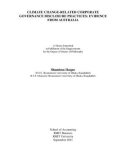 Doctoral thesis of Philosophy: Climate change-related corporate governance disclosure practices: evidence from Australia