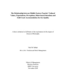 Doctoral thesis of Philosophy: The relationship between Middle Eastern tourists' cultural values, expectations, perceptions, behavioural intentions and Gold Coast accommodation service quality