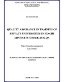 Summary of Doctoral Thesis of Scientific Education: Quality assurance in training of private universities in Ho Chi Minh City under AUN-QA