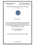 Summary of Chemical doctoral thesis: Study on chemical composition and develop extraction technology process to make valuable products from Docynia indica (Wall.) Decne) fruits in Vietnam