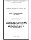 Summary of Doctoral dissertation Economics: Economic and environmental efficiency of intensive shrimp farming in the coastal transforming areas of the Mekong delta