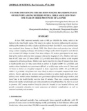 Báo cáo nghiên cứu khoa học: Các yếu tố ảnh hưởng đến việc ra quyết định liên quan đến điểm giao nhận giữa các bà mẹ với một đứa trẻ dưới một năm tuổi trong ba tỉnh của Lào