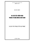 Luận văn Thạc sĩ Luật học: Vai trò của Thẩm phán trong tố tụng hình sự Việt Nam