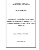 Luận văn Thạc sĩ Kinh tế: Quy mô, giá trị và tính thanh khoản ảnh hưởng đến tỷ suất sinh lợi của cổ phiếu trên thị trường chứng khoán Việt Nam