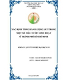 Luận án tốt nghiệp: Xác định tổng hàm lượng sắt trong một số mẫu nước sinh hoạt ở thành phố Hồ Chí Minh