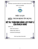 Tiểu luận: Thẩm định năng lực pháp lý của khách hàng