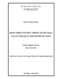 Tóm tắt Luận văn Thạc sĩ Quản trị kinh doanh: Hoàn thiện tổ chức thông tin kế toán tại Cục Hải quan TP Đà Nẵng