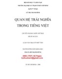 Luận văn Thạc sĩ Ngữ văn: Quan hệ trái nghĩa trong tiếng Việt