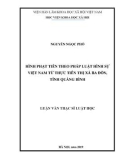 Luận văn Thạc sĩ Luật hình sự và Tố tụng hình sự: Hình phạt tiền theo pháp luật hình sự Việt Nam từ thực tiễn thị xã Ba Đồn, tỉnh Quảng Bình