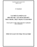 Tóm tắt luận văn Thạc sĩ Luật học: Vai trò của pháp luật đối với việc xây dựng đạo đức thầy thuốc, thực trạng và giải pháp