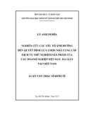 Luận văn Thạc sĩ Kinh tế: Nghiên cứu các yếu tố ảnh hưởng đến quyết định lựa chọn nhà cung cấp dịch vụ thử nghiệm sản phẩm của các doanh nghiệp dệt may, da giày tại Việt Nam