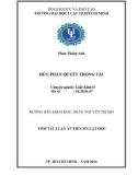 Tóm tắt Luận án Tiến sĩ Luật học: Hủy phán quyết trọng tài