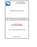 Luận văn Thạc sĩ Kinh tế phát triển: Phát triển du lịch tại tỉnh Sekong, nước Cộng hòa dân chủ nhân dân Lào