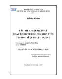 Luận văn Thạc sĩ Giáo dục học: Các biện pháp quản lý hoạt động tự học của học viên Trường Sĩ quan Lục quân 2