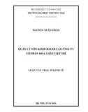 Luận văn Thạc sĩ Kinh tế: Quản lý vốn kinh doanh tại công ty Cổ phần hóa chất Việt Trì