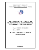 Doctoral thesis in Social sciences and humanities: A cognitive study of negative transfer of English prepositions made by Vietnamese learners