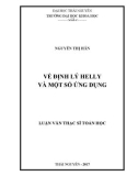 Luận văn Thạc sĩ Toán học: Về định lý Helly và một số ứng dụng