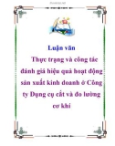 Luận văn: Thực trạng và công tác đánh giá hiệu quả hoạt động sản xuất kinh doanh ở Công ty Dụng cụ cắt và đo lường cơ khí