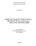 Luận án Tiến sĩ ngành Nuôi trồng thủy sản: Nghiên cứu ứng dụng vi khuẩn Bacillus sp. đối kháng với Vibrio parahaemolyticus trong nuôi tôm công nghiệp