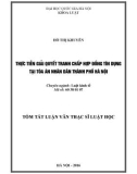 Tóm tắt luận văn Thạc sỹ Luật học: Thực tiễn giải quyết tranh chấp hợp đồng tín dụng tại tòa án nhân dân thành phố Hà Nội