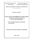 Summary of Doctoral thesis in Geography: Study on soil geomorphology for planning and using land sustainably in Bac Tay Nguyen region