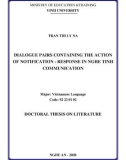 Summary of Doctoral Literature Thesis: Dialogue pairs containing the action of notification - response in Nghe Tinh communication