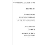 Summary of Doctoral thesis in public Management: State management for international relations activities of the Vietnamese catholic association