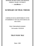 Summary of Phd thesis International Economics: Corporate social responsibility of FDI enterprises in Vietnam, given issues and solutions