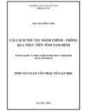 Tóm tắt luận văn Thạc sĩ Luật học: Cải cách thủ tục hành chính - thông qua thực tiễn tỉnh Nam Định