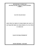 Luận văn Thạc sĩ Kinh tế: Phân tích tác động của hoạt động M&A đến hiệu quả hoạt động của công ty niêm yết tại Việt Nam