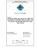 Luận văn ĐÁNH GIÁ HIỆU QUẢ QUẢN LÝ CÔNG NỢ TẠI CÔNG TY CỔ PHẦN BẢO VỆ THỰC VẬT AN GIANG-CHI NHÁNH LONG MỸ, TỈNH HẬU GIANG 