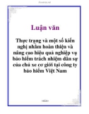 Luận văn: Thực trạng và một số kiến nghị nhằm hoàn thiện và nâng cao hiệu quả nghiệp vụ bảo hiểm trách nhiệm dân sự của chủ xe cơ giới tại công ty bảo hiểm Việt Nam