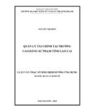 Luận văn Thạc sĩ Quản lý kinh tế: Quản lý tài chính tại trường Cao đẳng sư phạm tỉnh Lào Cai