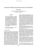 Báo cáo khoa học: Parsing for Semidirectional Lambek Grammar is NP-Complete