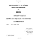 Tiểu luận: Phân cấp tài chính có nâng cao việc chăm sóc sức khỏe ở Trung Quốc