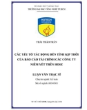 Luận văn Thạc sĩ Kế toán: Các yếu tố tác động đến tính kịp thời của Báo cáo tài chính các công ty niêm yết trên HOSE