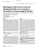 Nhận dạng các nhân tố rủi ro và đề xuất giải pháp giảm thiểu rủi ro trong đầu tư xây dựng các dự án giao thông tại Việt Nam