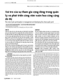 Vai trò của sự tham gia cộng đồng trong quản lý và phát triển công viên vườn hoa công cộng đô thị