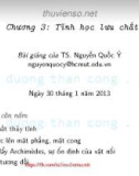 Bài giảng Cơ lưu chất: Chương 3 - TS. Nguyễn Quốc Ý