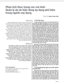 Phân tích thực trạng các mô hình quản lý dự án hiện đang áp dụng phổ biến trong ngành xây dựng